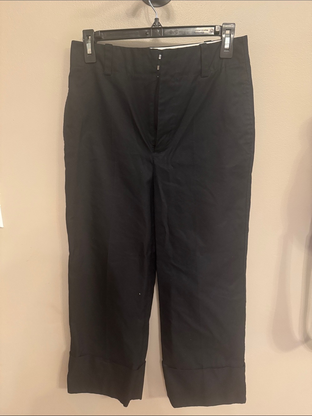 Zara Black Wide Leg Cropped Trousers